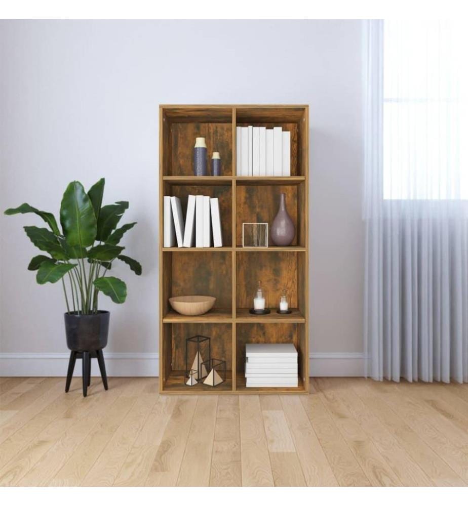 Bibliothèque/Buffet Chêne fumé 66x30x130 cm Bois d'ingénierie