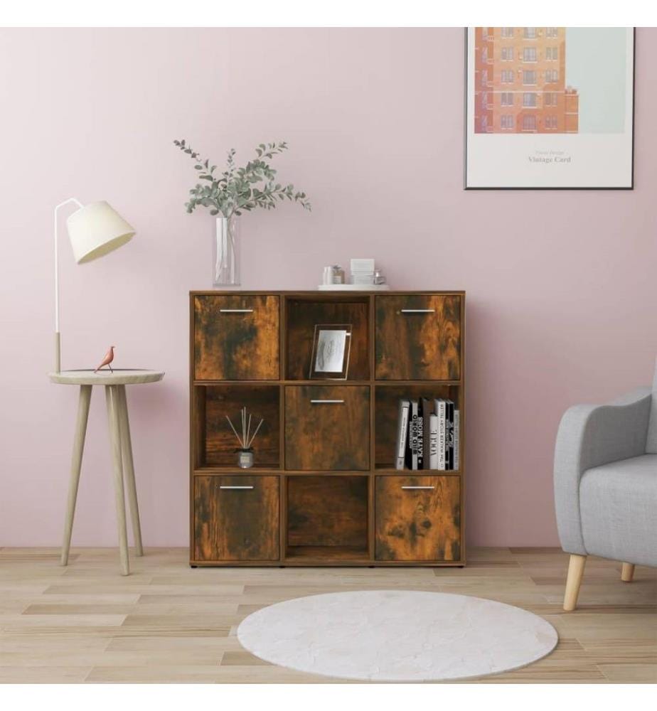 Bücherregal Räuchereiche 90x30x90 cm Holzwerkstoff