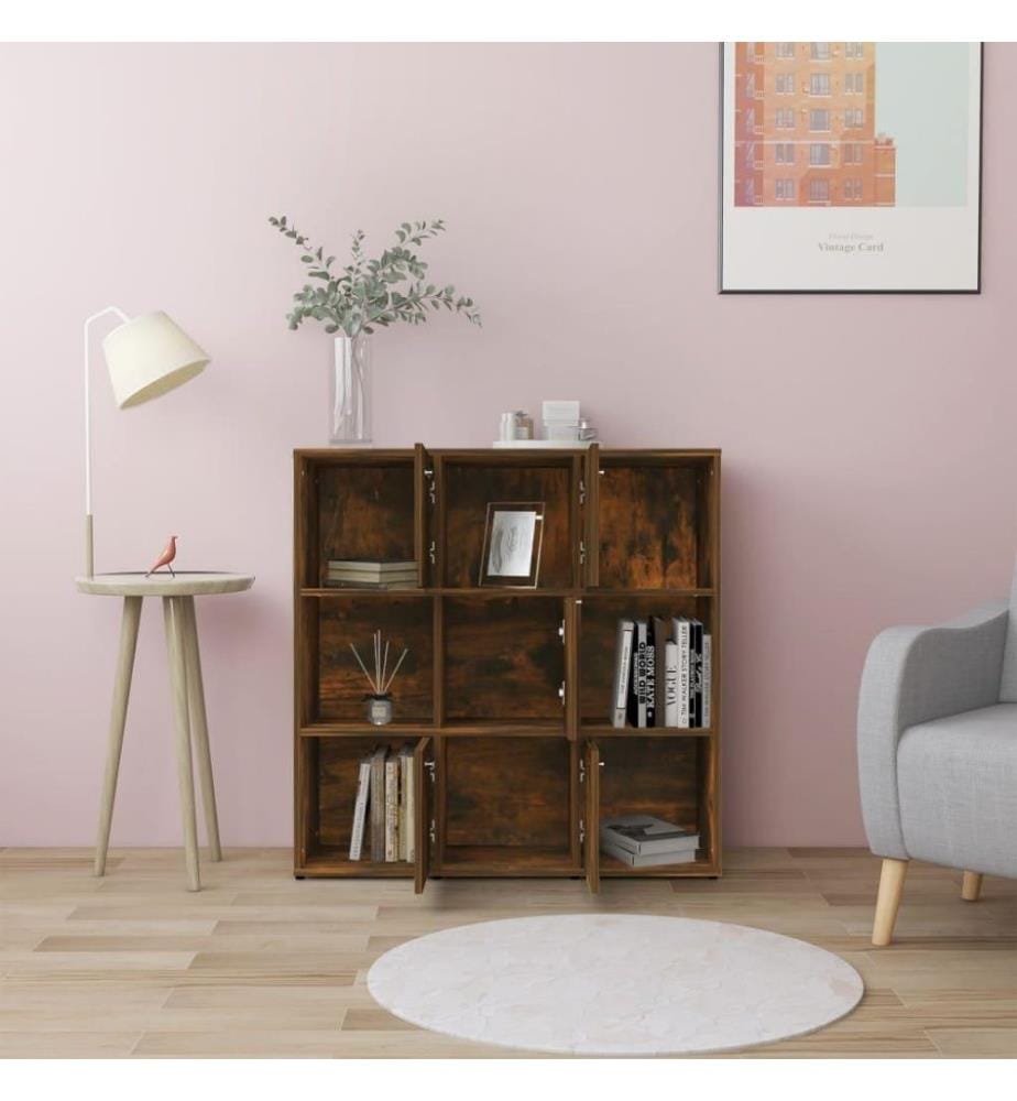Bücherregal Räuchereiche 90x30x90 cm Holzwerkstoff