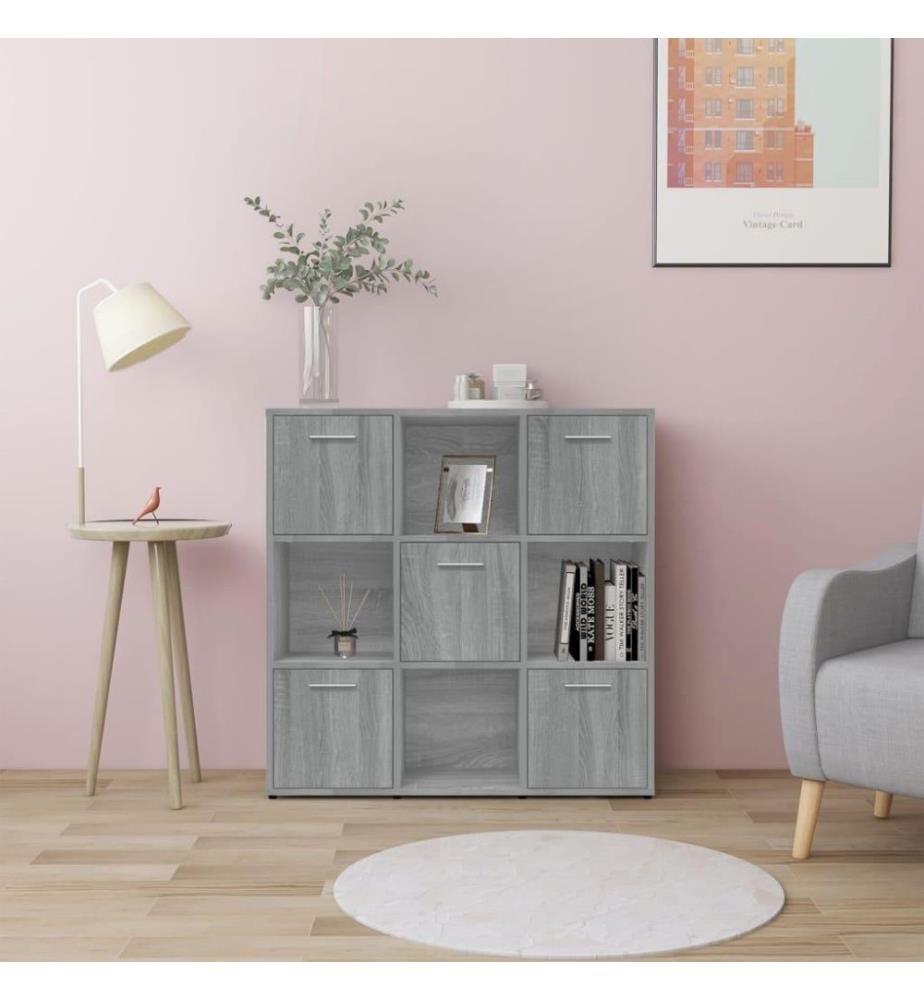 Bücherregal Grau Sonoma 90x30x90 cm Holzwerkstoff