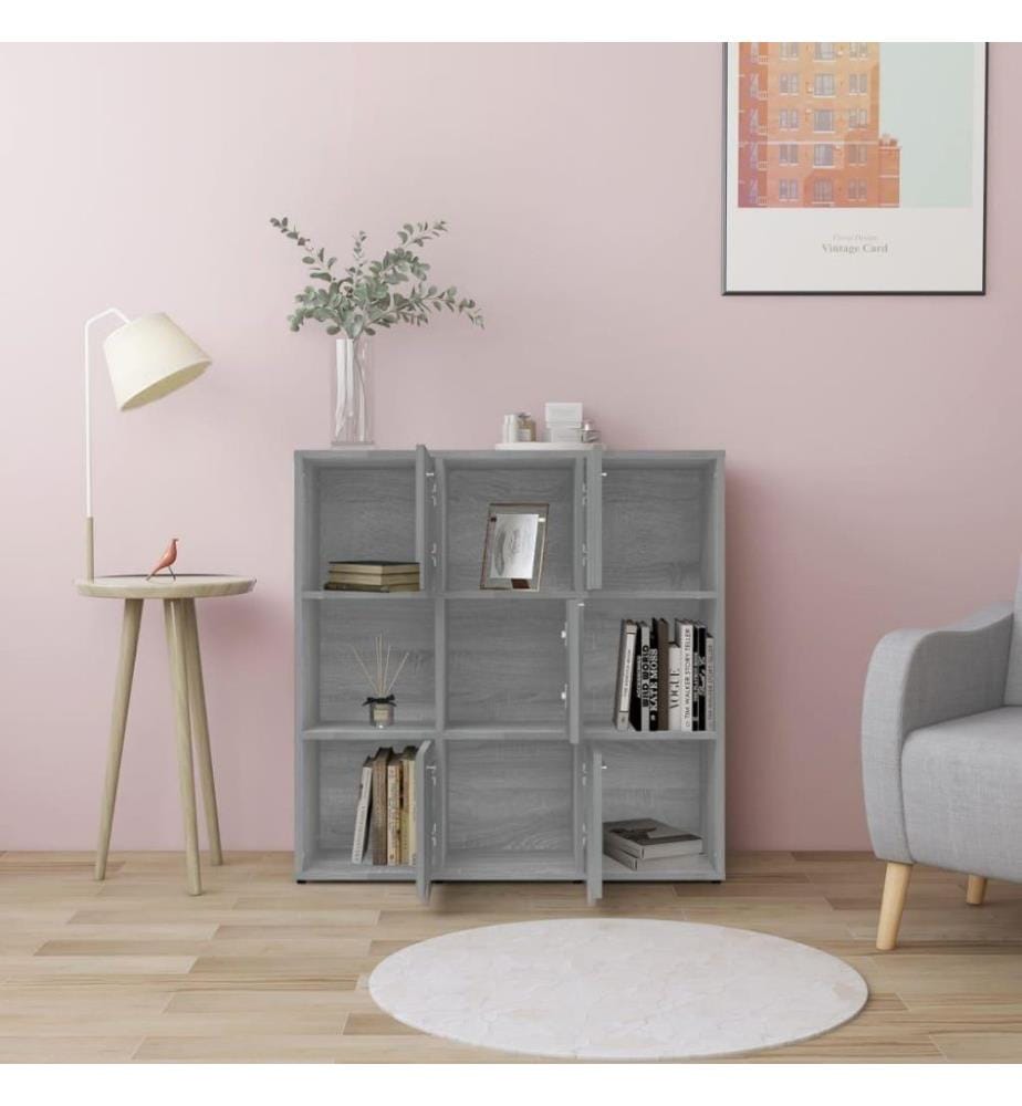 Bücherregal Grau Sonoma 90x30x90 cm Holzwerkstoff