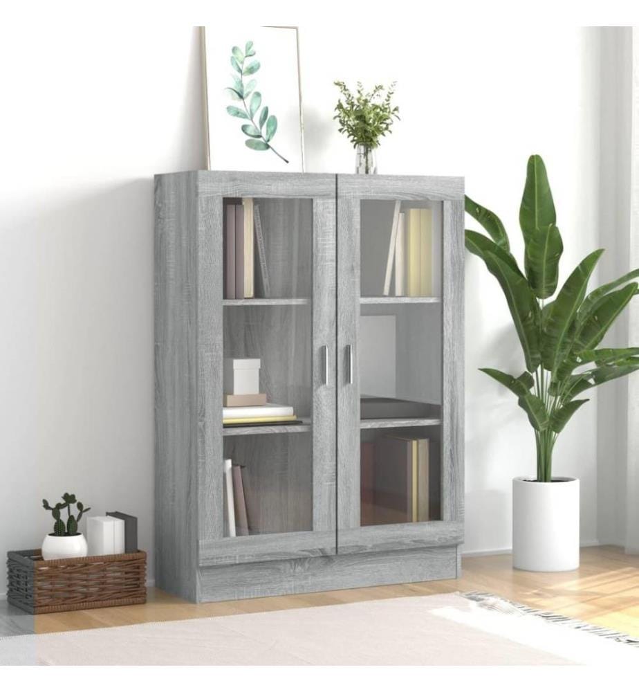 Vitrinenschrank Grau Sonoma 82,5x30,5x115 cm Holzwerkstoff