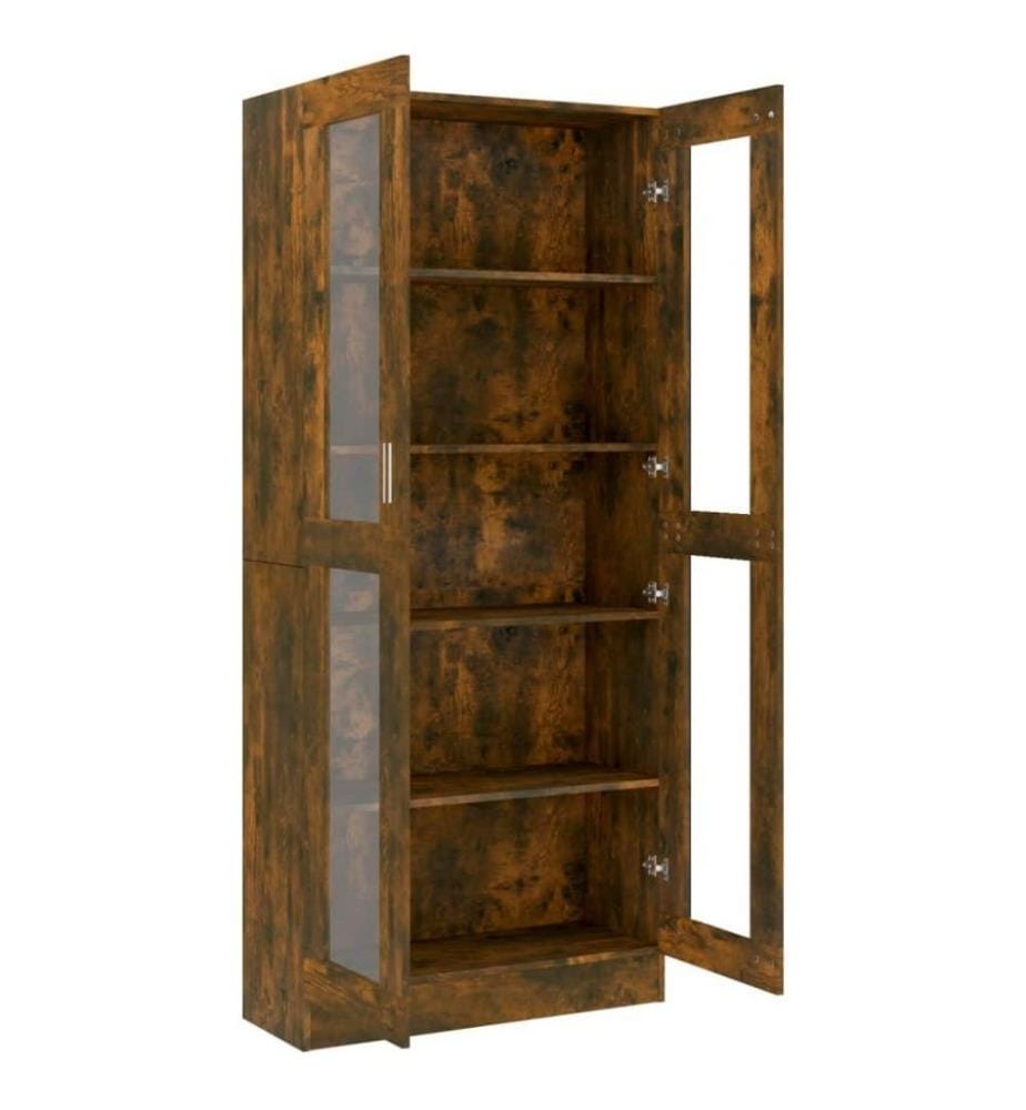 Vitrinenschrank Räuchereiche 82,5x30,5x185,5 cm Holzwerkstoff