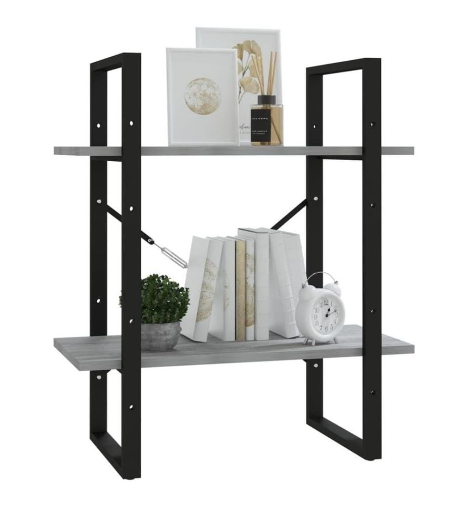 Bücherregal 2 Fächer Grau Sonoma 60x30x70 cm Holzwerkstoff