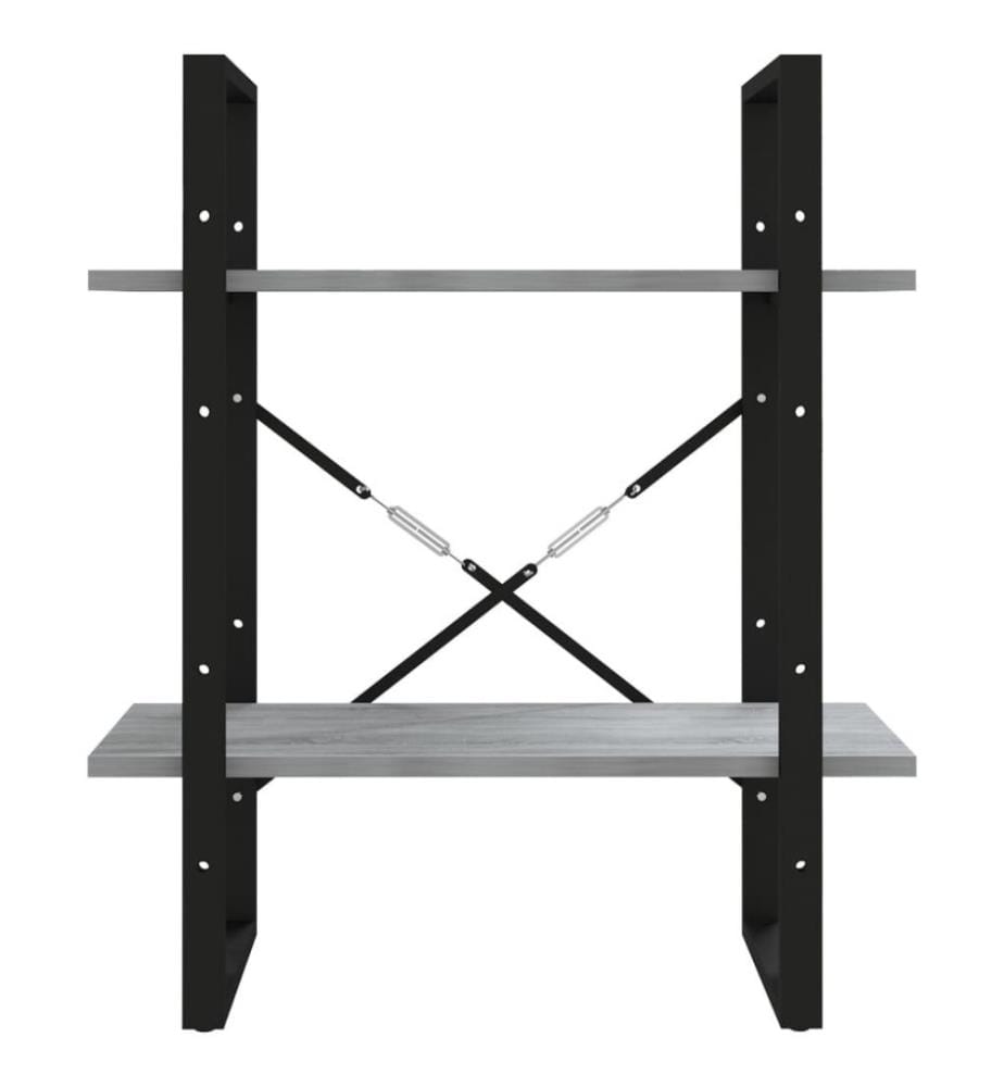 Bücherregal 2 Fächer Grau Sonoma 60x30x70 cm Holzwerkstoff