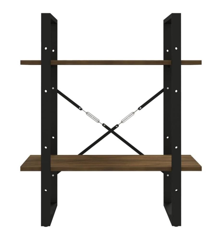 Bücherregal 2 Fächer Braun Eiche-Optik 60x30x70cm Holzwerkstoff