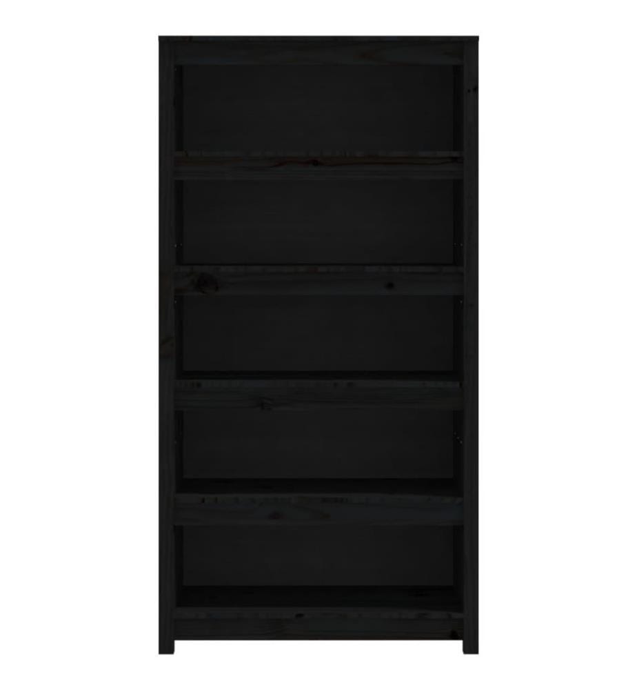 Bücherregal Schwarz 80x35x154 cm Massivholz Kiefer