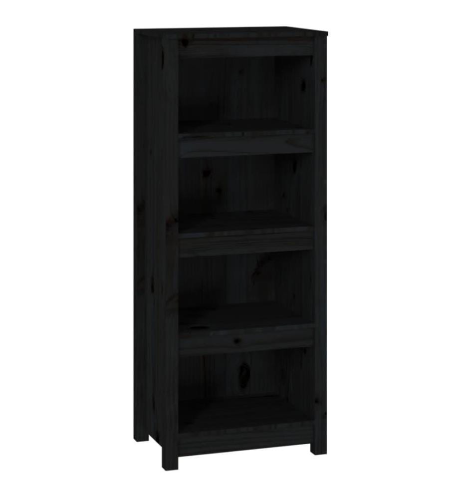 Bücherregal Schwarz 50x35x125,5 cm Massivholz Kiefer