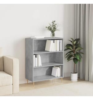 Bibliothèque gris béton 69,5x32,5x90 cm bois d'ingénierie