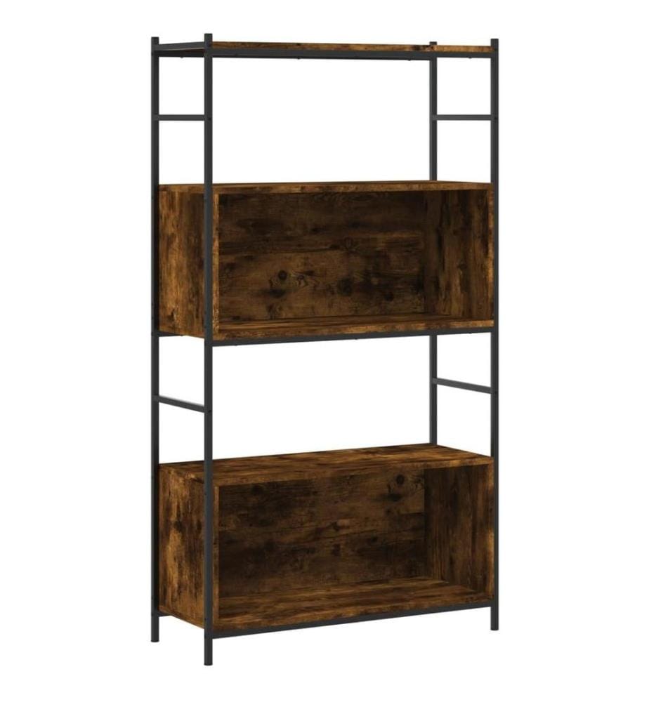 Bibliothèque chêne fumé 80x30x145,5 cm bois d'ingénierie et fer