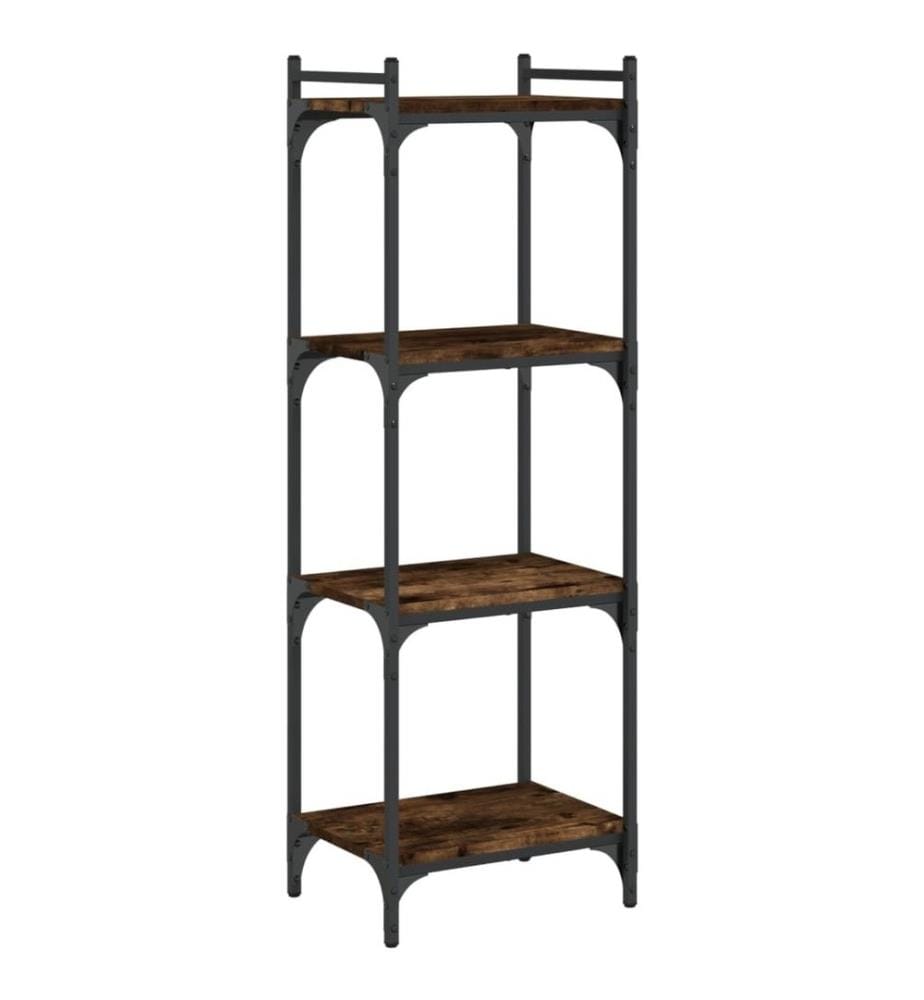 Bibliothèque 4 niveaux chêne fumé 40x30x120cm bois d'ingénierie