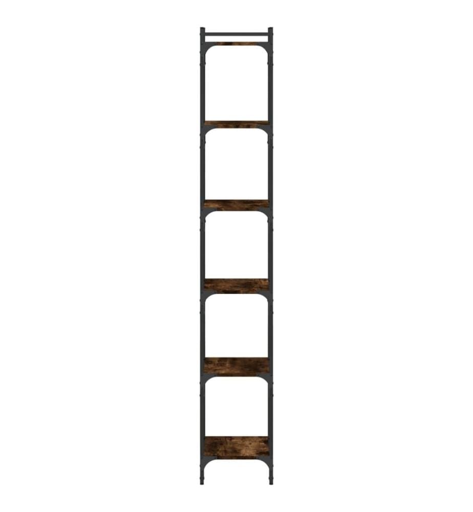 Bibliothèque 6 niveaux chêne fumé 40x30x188cm bois d'ingénierie
