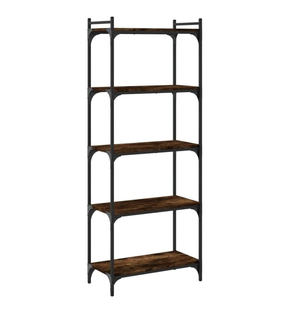Bibliothèque 5 niveaux chêne fumé 60x30x154cm bois d'ingénierie