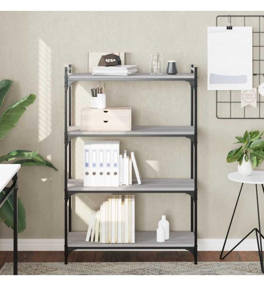 Bücherregal 4 Böden Grau Sonoma 80x30x120 cm Holzwerkstoff
