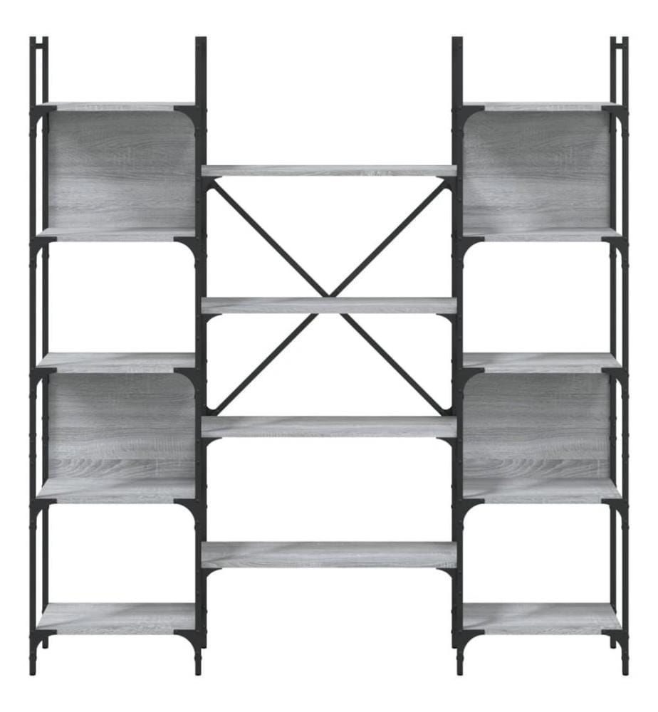 Bibliothèque sonoma gris 155,5x24x166,5 cm bois d'ingénierie