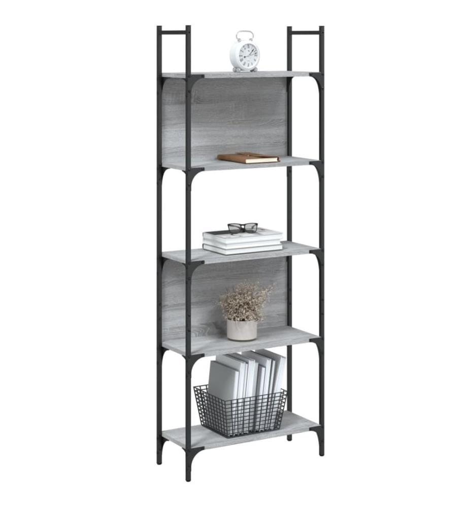 Bibliothèque à 5 niveaux sonoma gris 60,5x24x166,5 cm