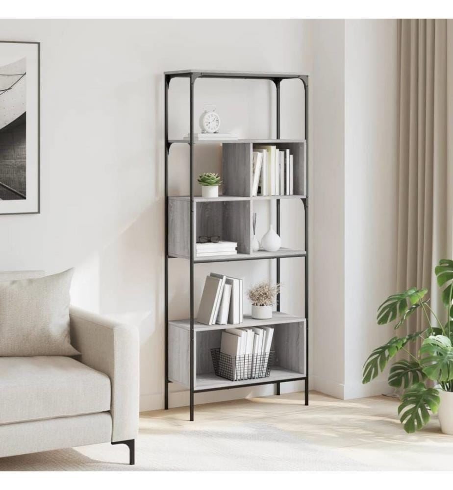 Bücherregal 5 Böden Grau Sonoma 76x33x188,5 cm Holzwerkstoff