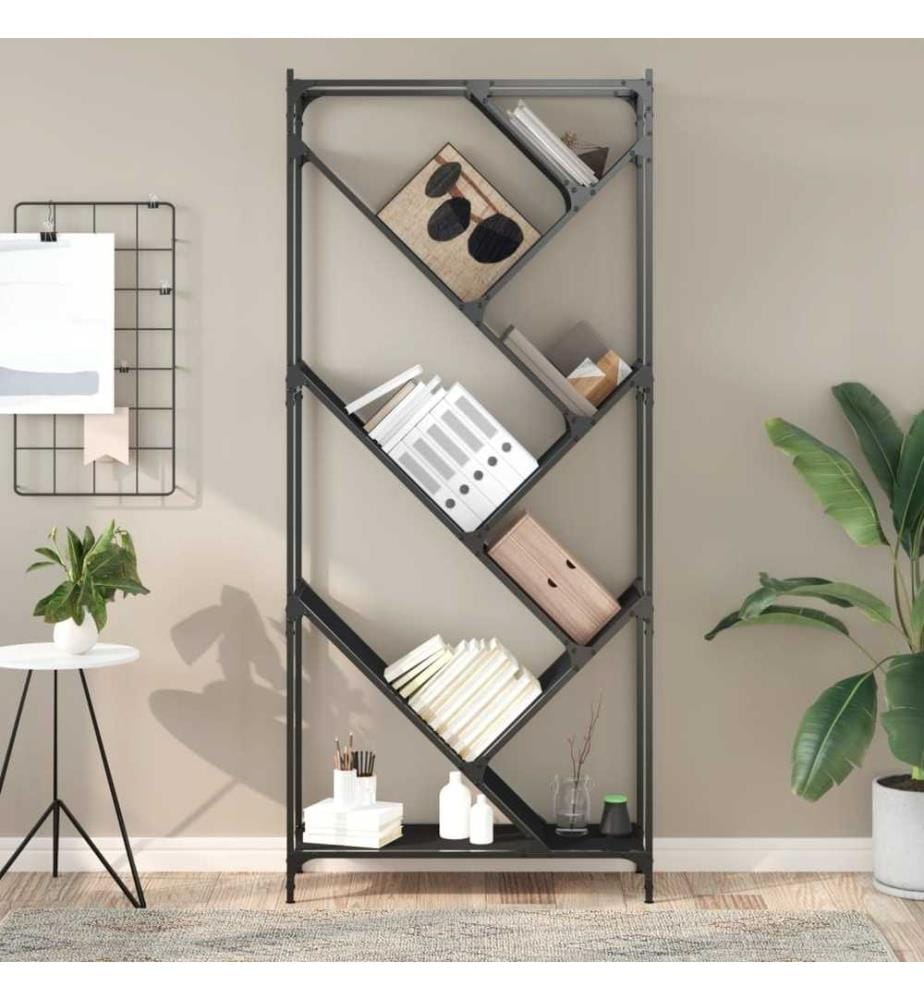 Bücherregal Schwarz 79x30x180 cm Holzwerkstoff und Metall
