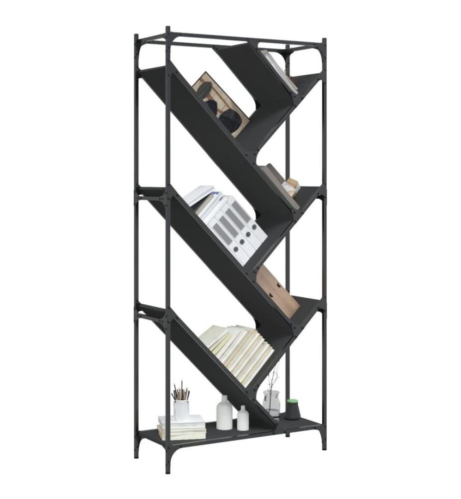 Bücherregal Schwarz 79x30x180 cm Holzwerkstoff und Metall
