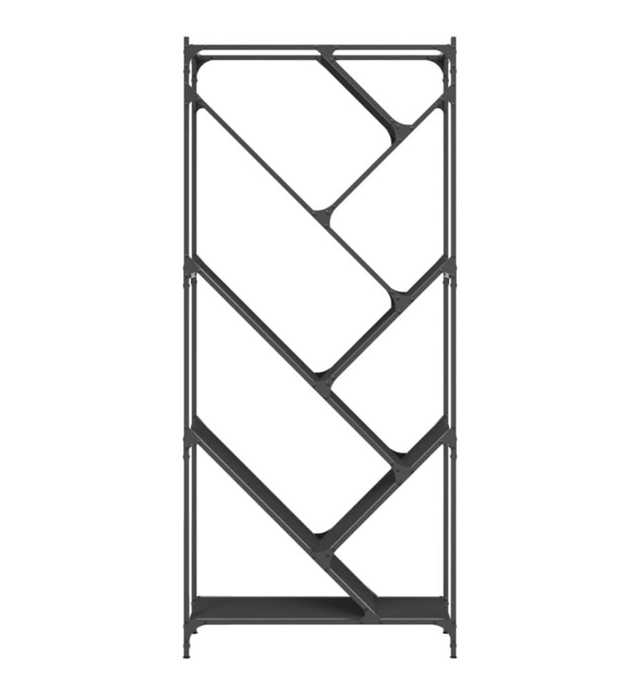 Bücherregal Schwarz 79x30x180 cm Holzwerkstoff und Metall