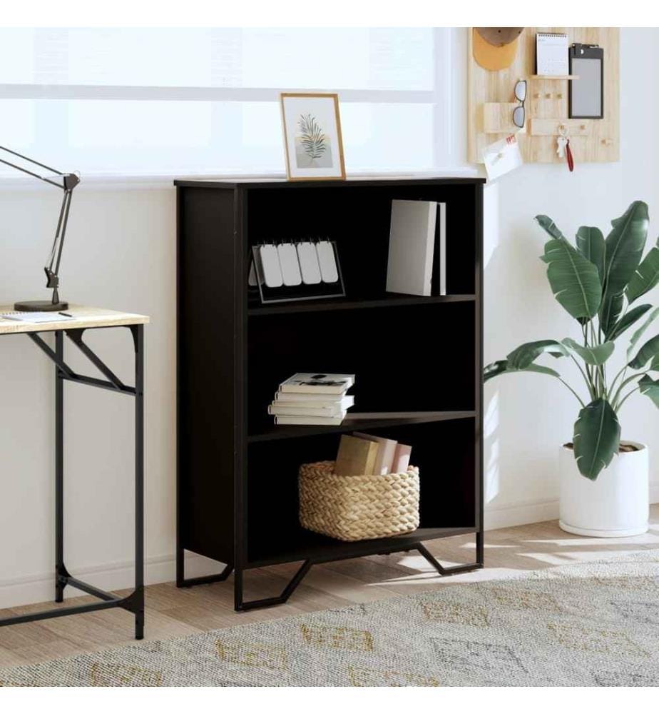 Bibliothèque noir 80x31x106 cm bois d'ingénierie