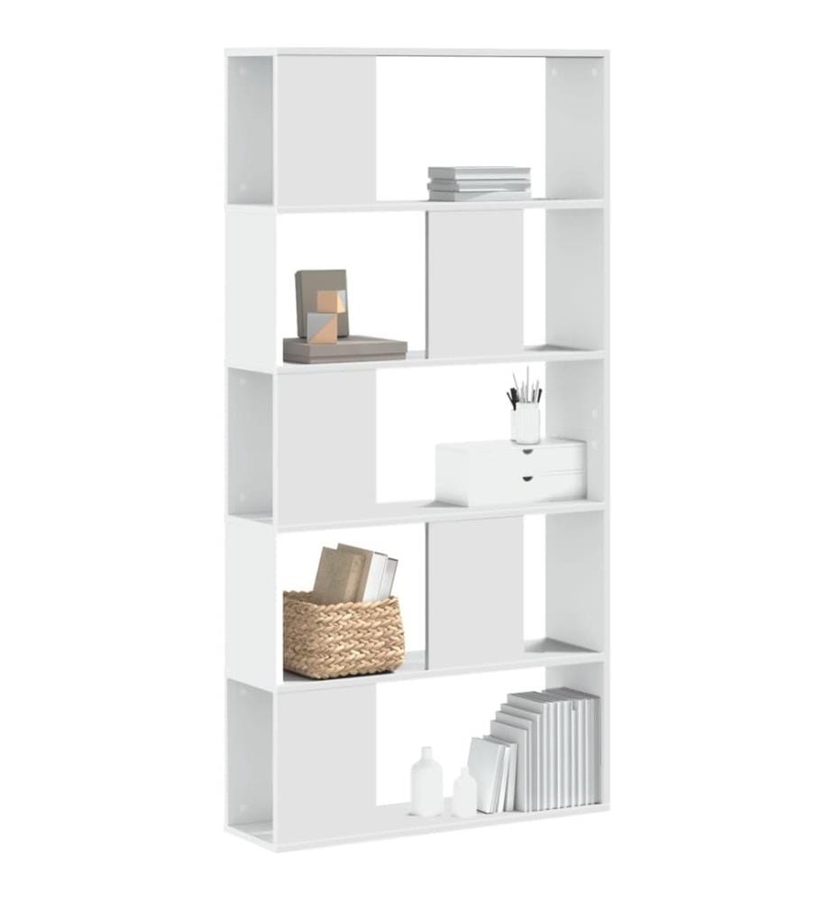 Bibliothèque 5 niveaux blanc 80,5x23,5x162,5 cm bois ingénierie
