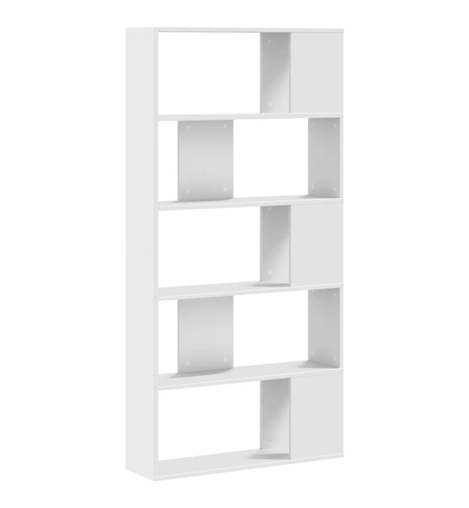 Bibliothèque 5 niveaux blanc 80,5x23,5x162,5 cm bois ingénierie