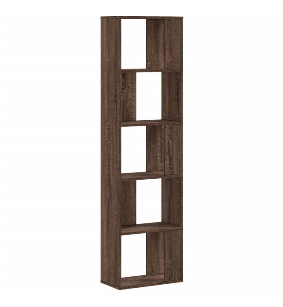Bibliothèque 5 niveaux chêne marron bois ingénierie