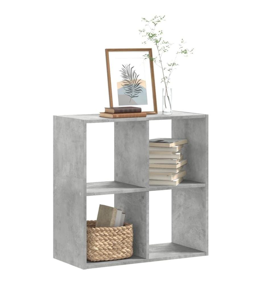 Bibliothèque gris béton 68,5x32x68,5 cm bois d'ingénierie