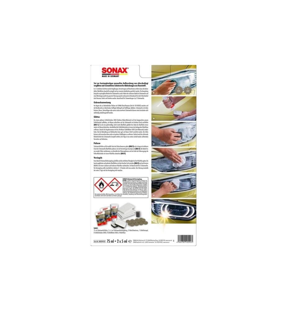 SONAX - Kit de préparation des phares 85 ml