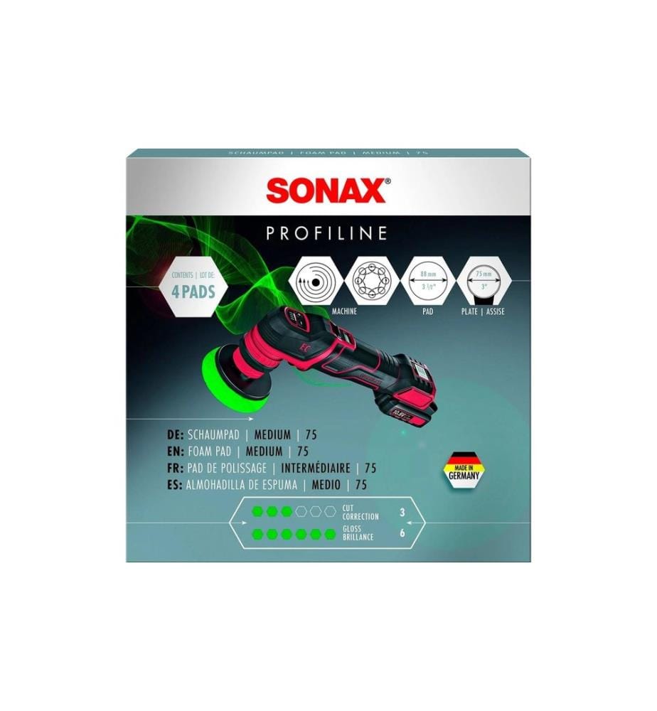 SONAX -  PROFILINE Pad de polissage, moyen, Ø 90 mm, 4 pièces