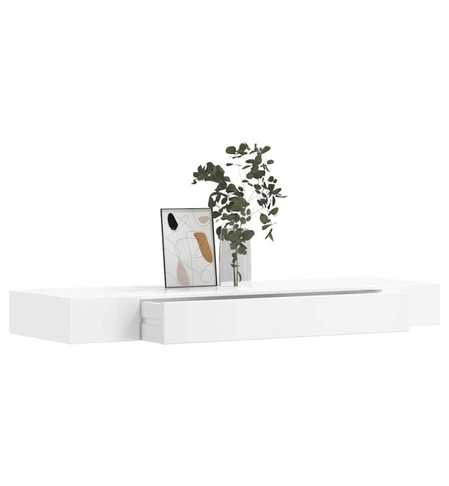 Wandregal mit Schublade MDF Weiss
