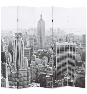 Cloison de séparation pliable 200x170 cm New York Noir et blanc