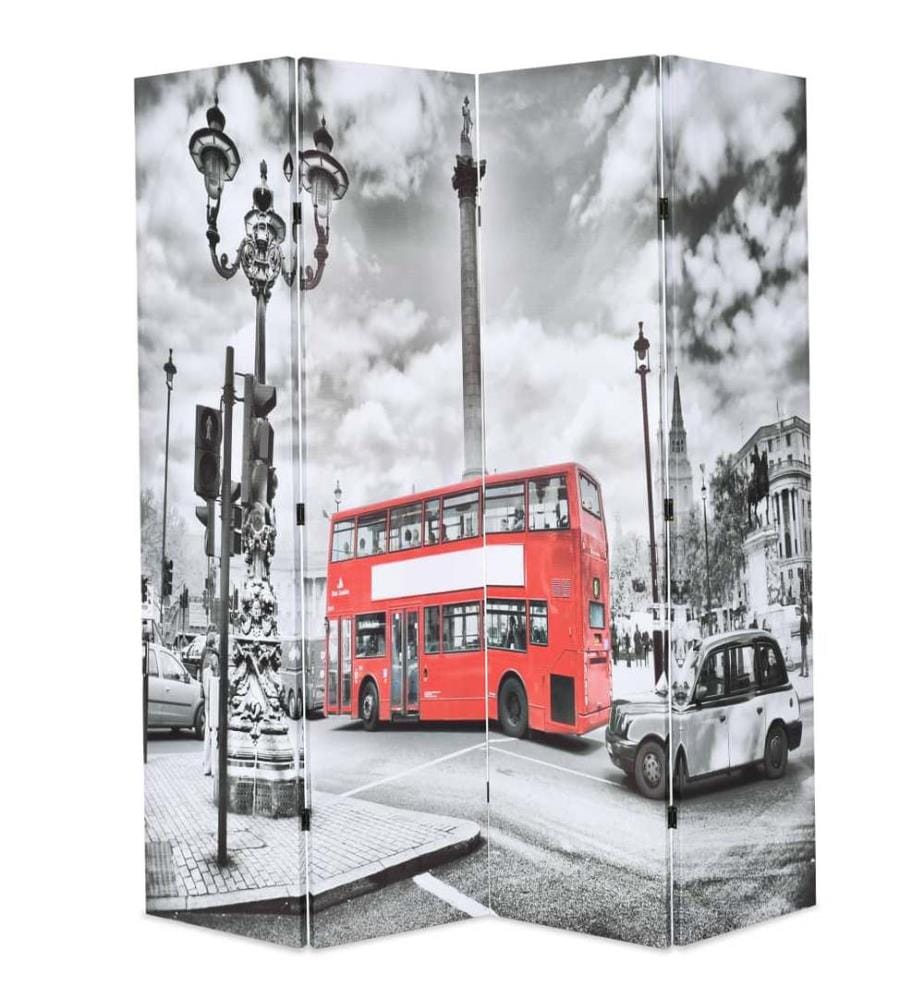 Raumteiler klappbar 160 x 170 cm London Bus Schwarz-Weiss