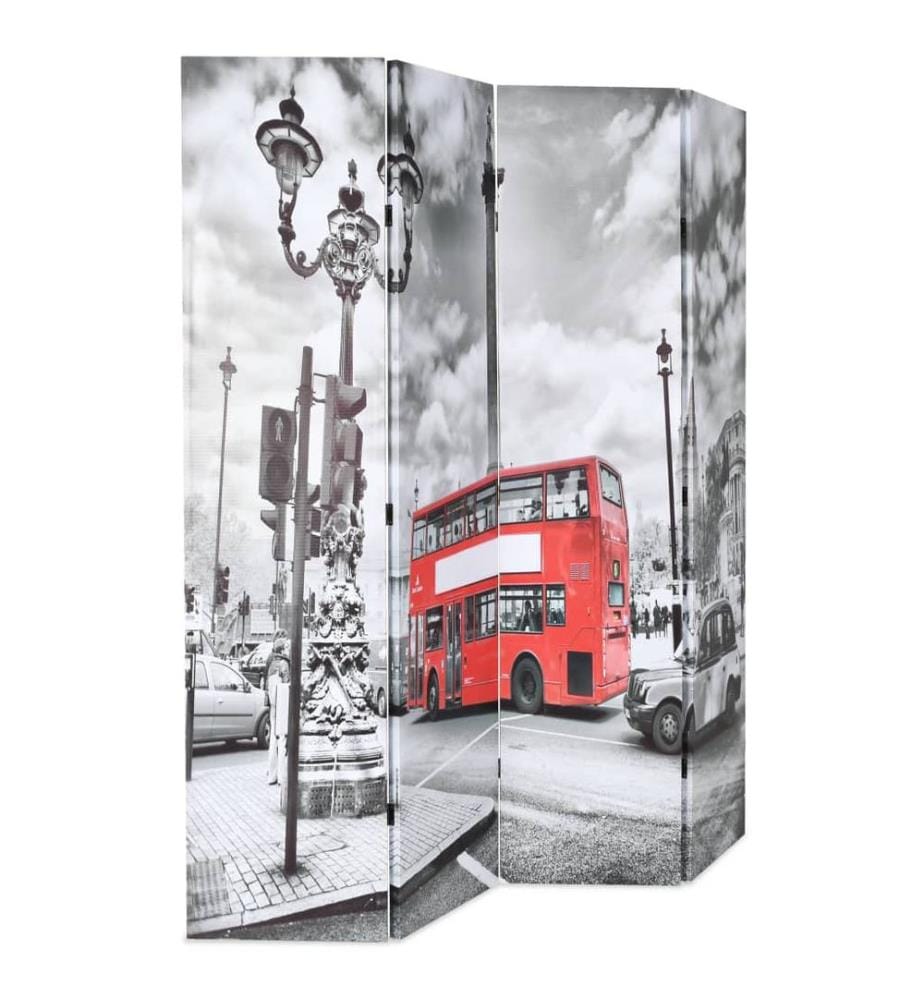 Raumteiler klappbar 160 x 170 cm London Bus Schwarz-Weiss