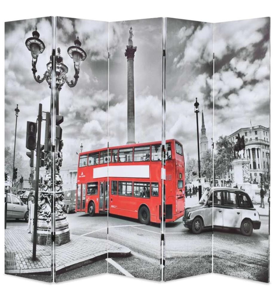 Cloison de séparation 200 x 170 cm Bus londonien Noir et blanc