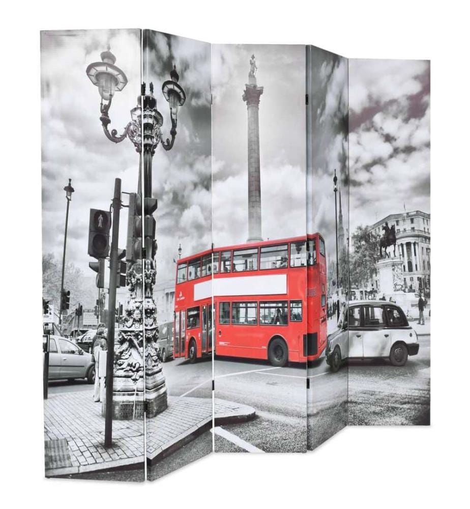Cloison de séparation 200 x 170 cm Bus londonien Noir et blanc