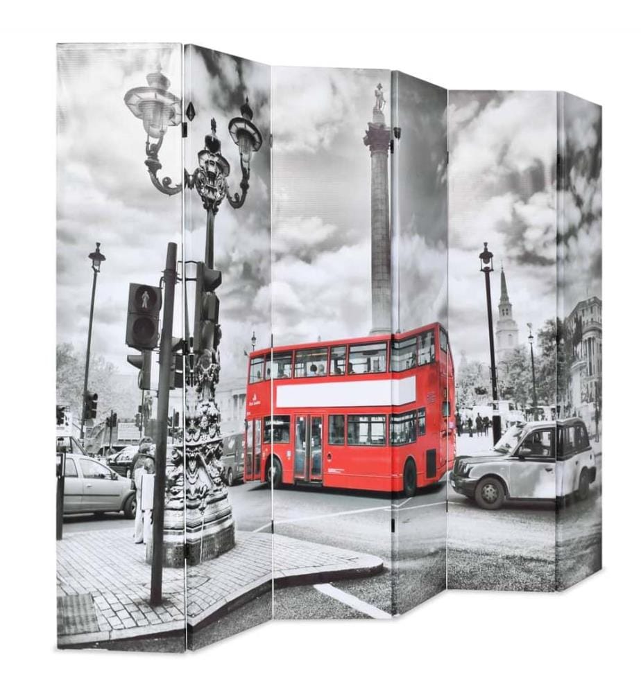 Cloison de séparation 228 x 170 cm Bus londonien Noir et blanc