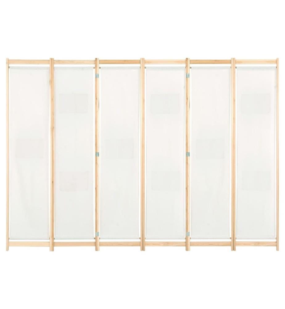 Cloison de séparation 6 panneaux Crème 240 x 170 x 4 cm Tissu