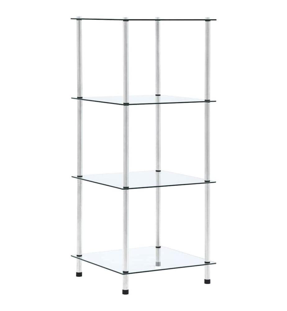 Étagère 4 niveaux Transparent 40x40x100 cm Verre trempé