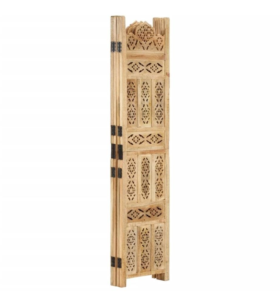 Cloison de séparation 4 panneaux 160x165 cm Bois de manguier