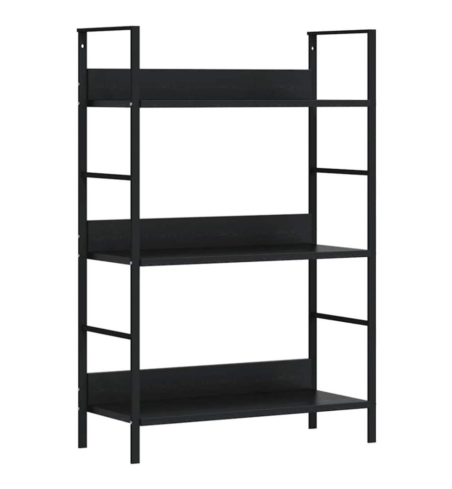 Bibliothèque à 3 niveaux noir 60x27,6x90,5 cm bois d'ingénierie