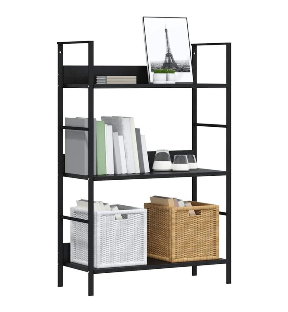 Bibliothèque à 3 niveaux noir 60x27,6x90,5 cm bois d'ingénierie
