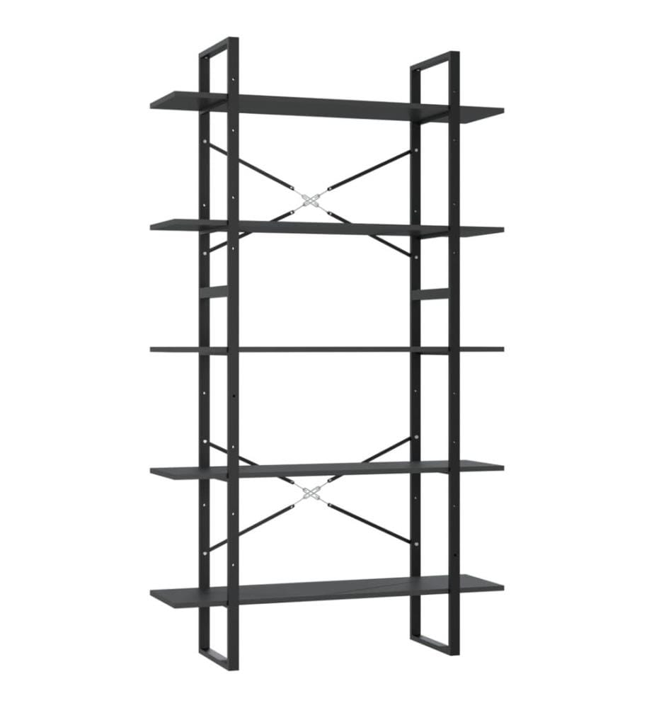 Bibliothèque à 5 niveaux Gris 100x30x175 cm Bois d'ingénierie