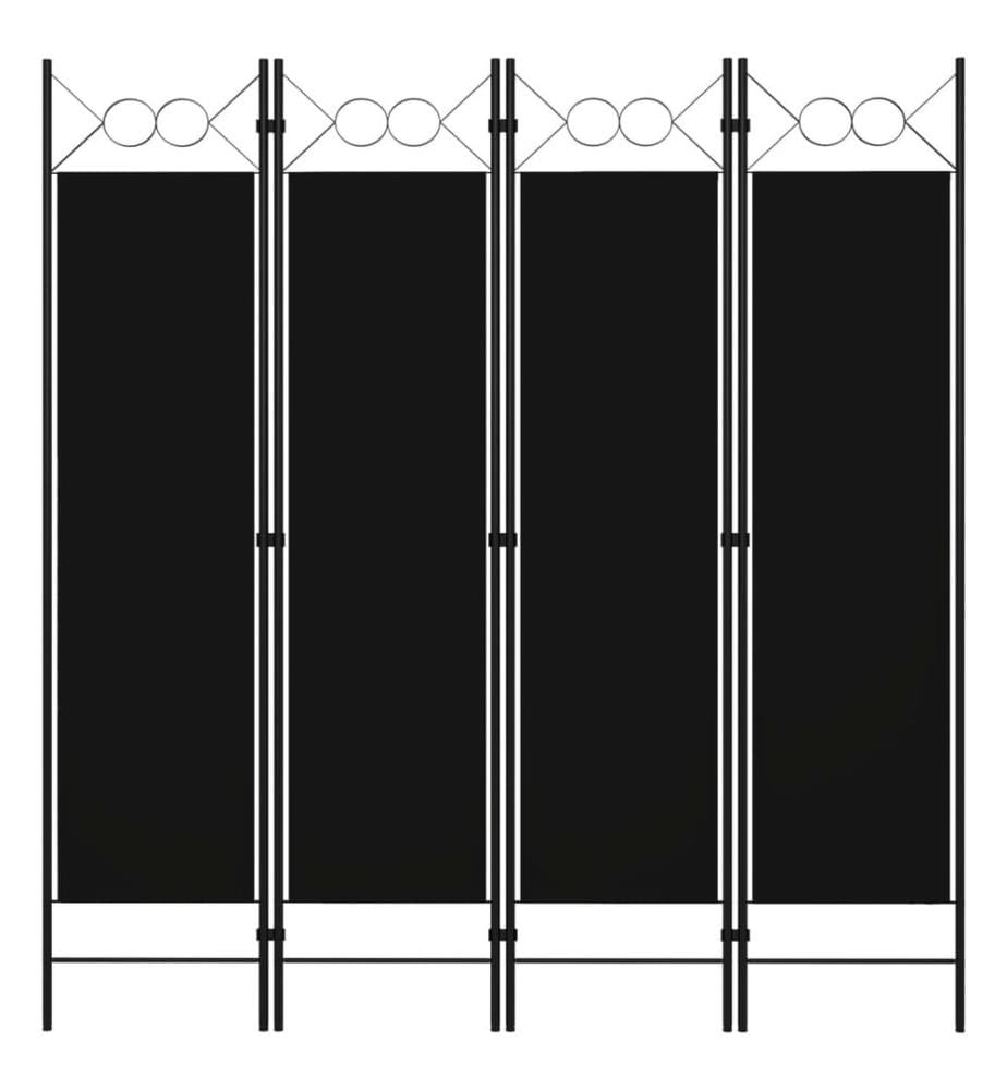 4-tlg. Raumteiler Schwarz 160 x 180 cm