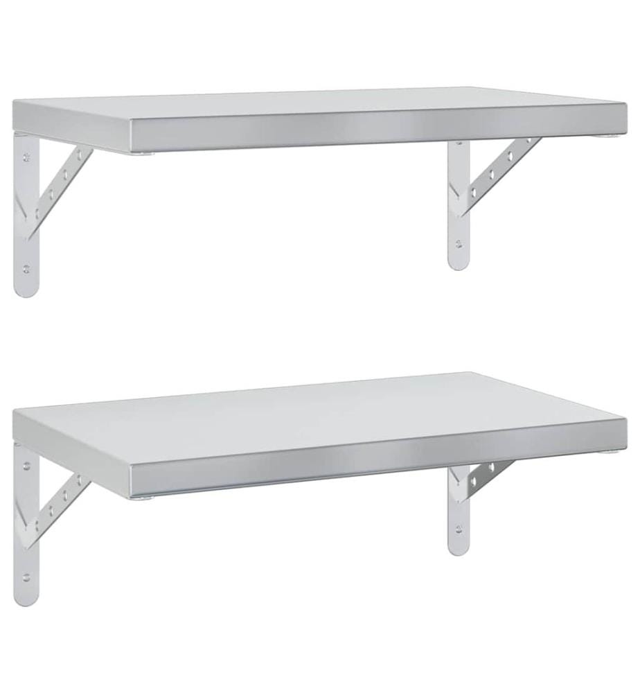 Wandregale 2 Stk. 50x30 cm Silbern Edelstahl