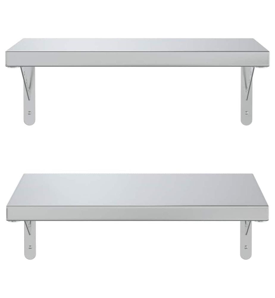 Wandregale 2 Stk. 50x30 cm Silbern Edelstahl