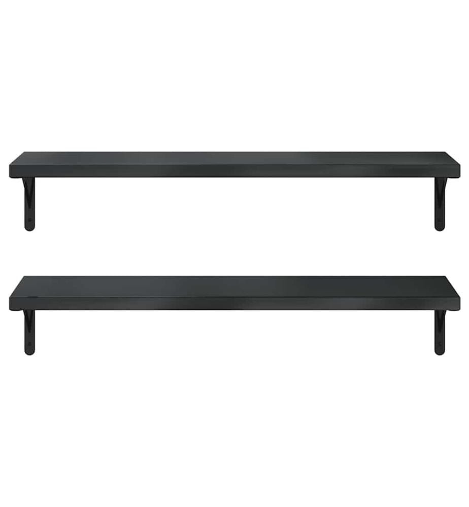 Wandregale 2 Stk. 100x30 cm Schwarz Edelstahl