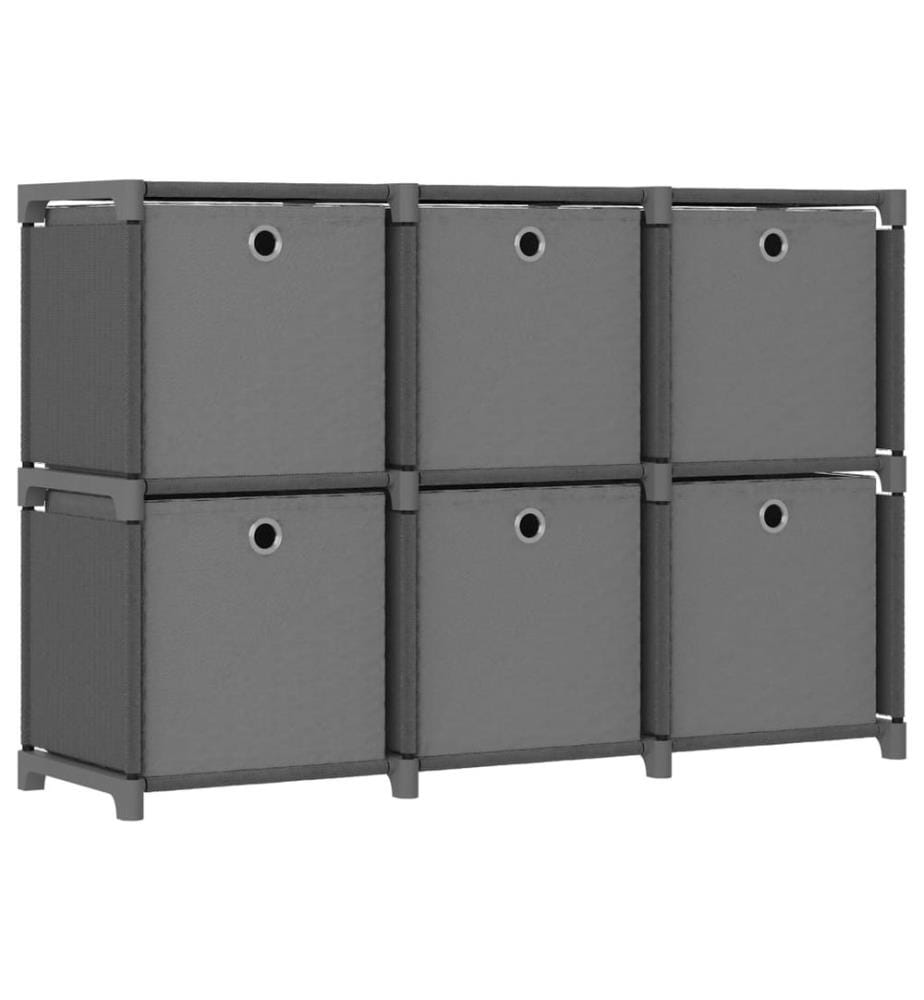 Étagère d'affichage 6 cubes et boîtes Gris 103x30x72,5 cm Tissu