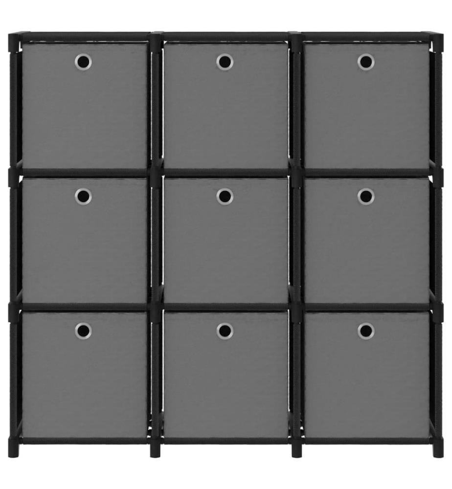 Étagère à 9 cubes avec boîtes Noir 103x30x107,5 cm Tissu